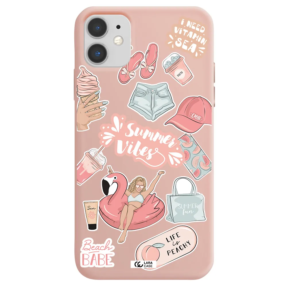 Summer Vibes Sticker Apple iPhone 11 Silicone pastel pink Case