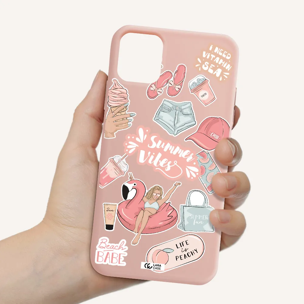 Summer Vibes Sticker Apple iPhone 11 Silicone pastel pink Case