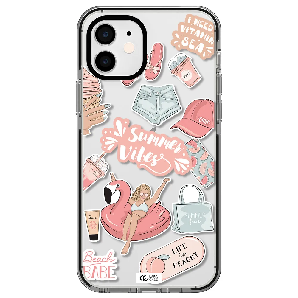 Summer Vibes Sticker Apple iPhone 12 impact black border Case