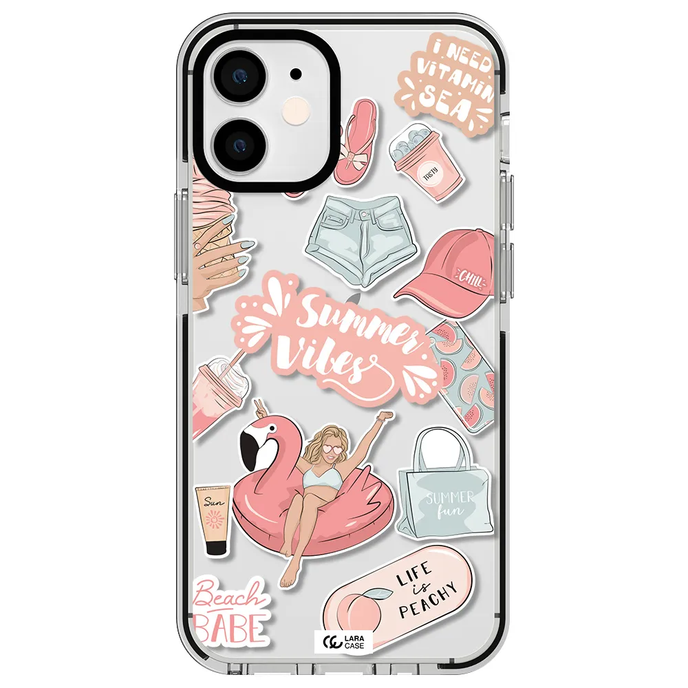Summer Vibes Sticker Apple iPhone 12 mini impact black border Case