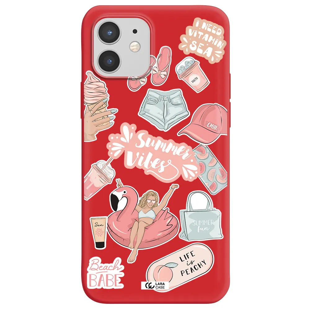 Summer Vibes Sticker Apple iPhone 12 mini Silicone Imperial Red Case