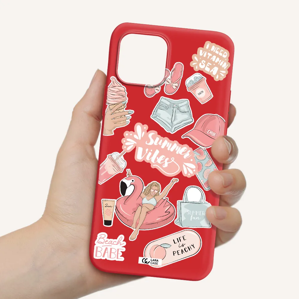 Summer Vibes Sticker Apple iPhone 12 mini Silicone Imperial Red Case