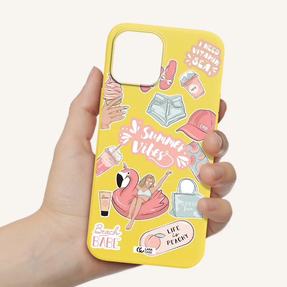 Summer Vibes Sticker Apple iPhone 12 pro max Silicone canary yellow Case