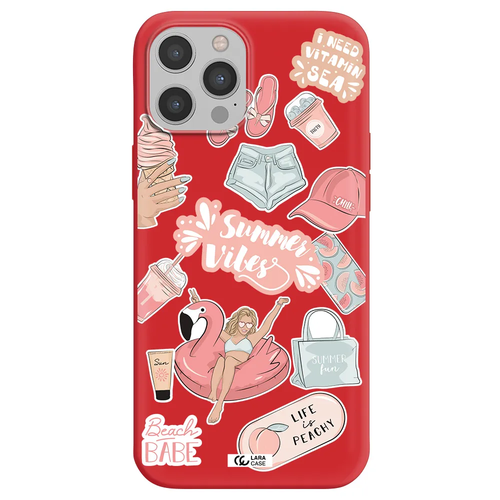 Summer Vibes Sticker Apple iPhone 12 pro max Silicone Imperial Red Case
