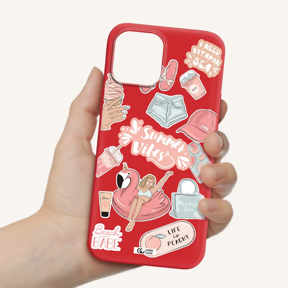 Summer Vibes Sticker Apple iPhone 12 pro max Silicone Imperial Red Case