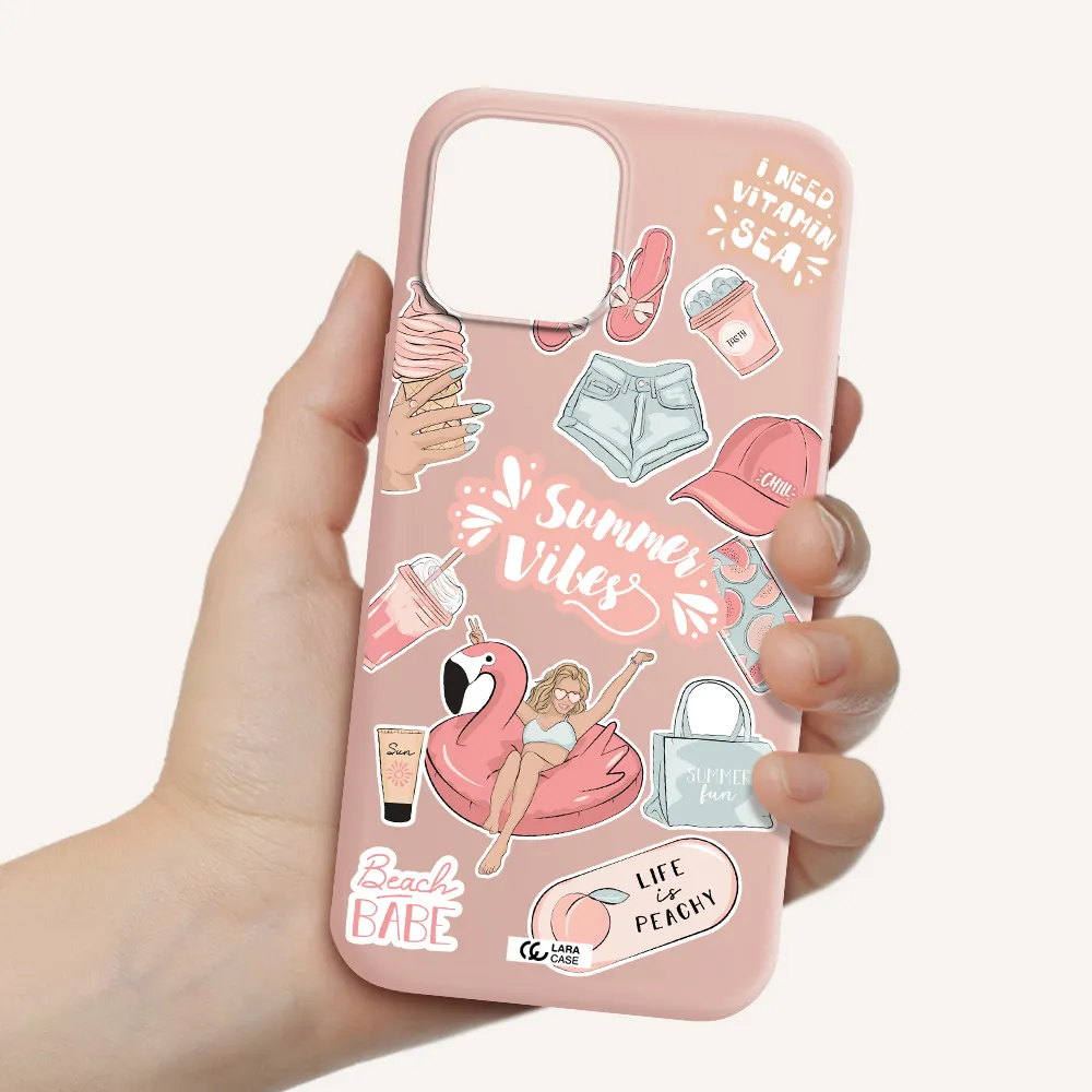 Summer Vibes Sticker Apple iPhone 12 pro max Silicone pastel pink Case