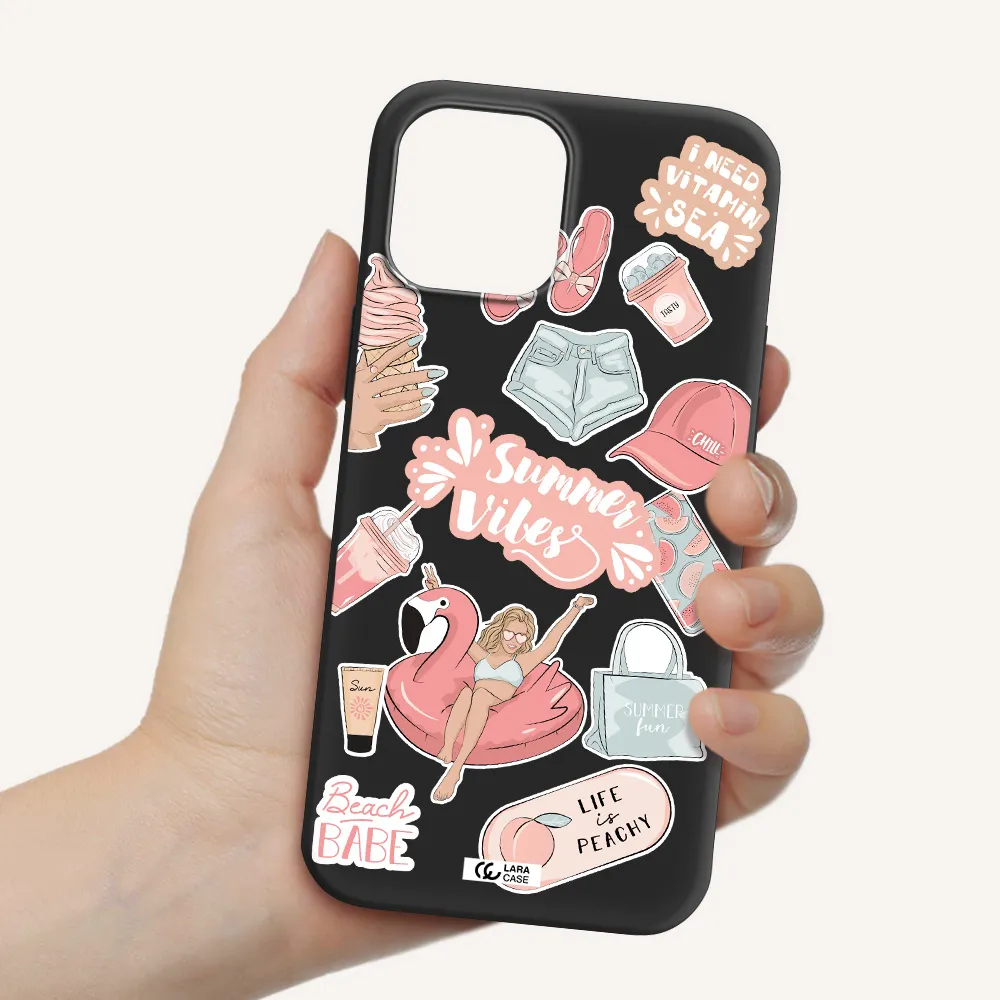 Summer Vibes Sticker Apple iPhone 12 pro Silicone black Case