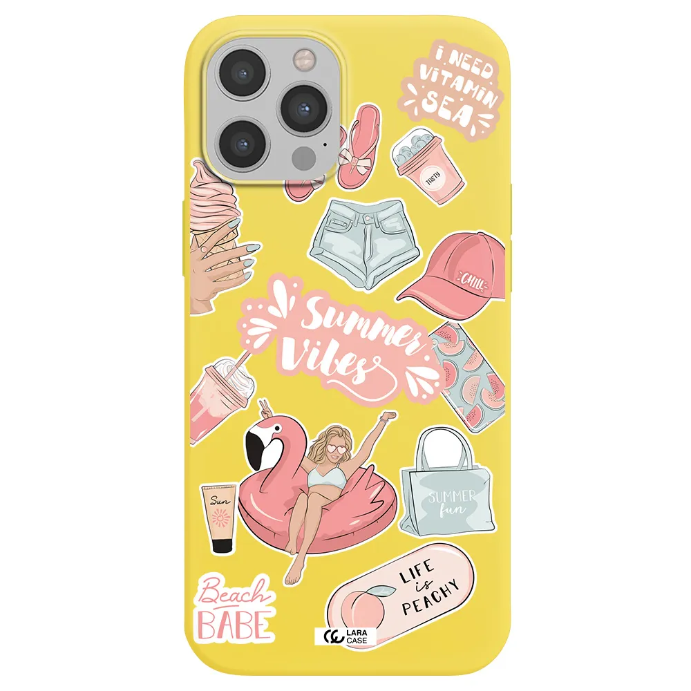 Summer Vibes Sticker Apple iPhone 12 pro Silicone canary yellow Case