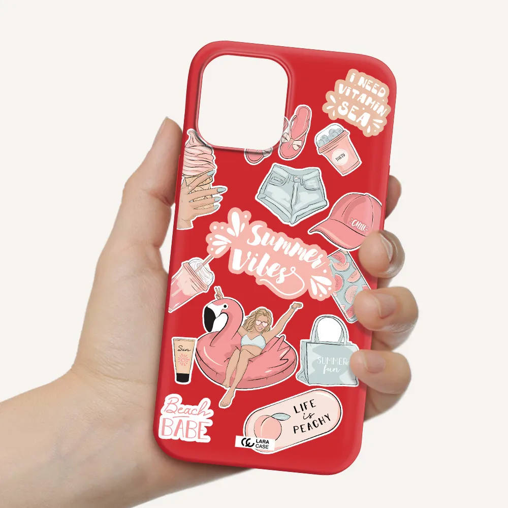 Summer Vibes Sticker Apple iPhone 12 pro Silicone Imperial Red Case