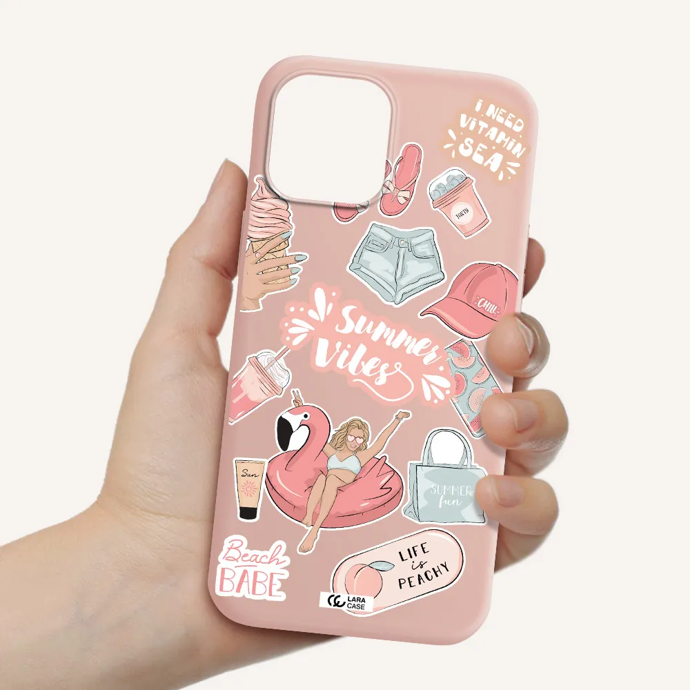 Summer Vibes Sticker Apple iPhone 12 pro Silicone pastel pink Case