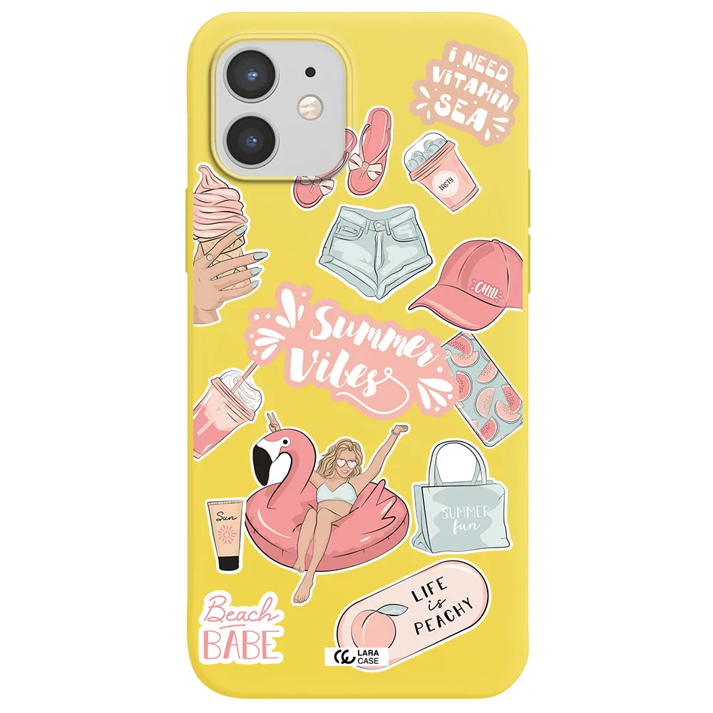 Summer Vibes Sticker Apple iPhone 12 Silicone canary yellow Case