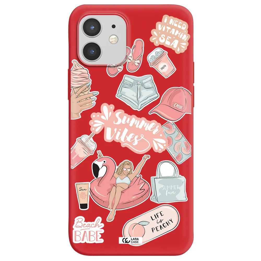 Summer Vibes Sticker Apple iPhone 12 Silicone Imperial Red Case