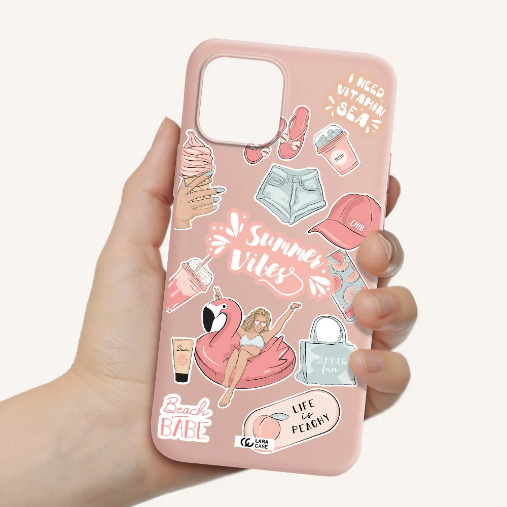 Summer Vibes Sticker Apple iPhone 12 Silicone pastel pink Case