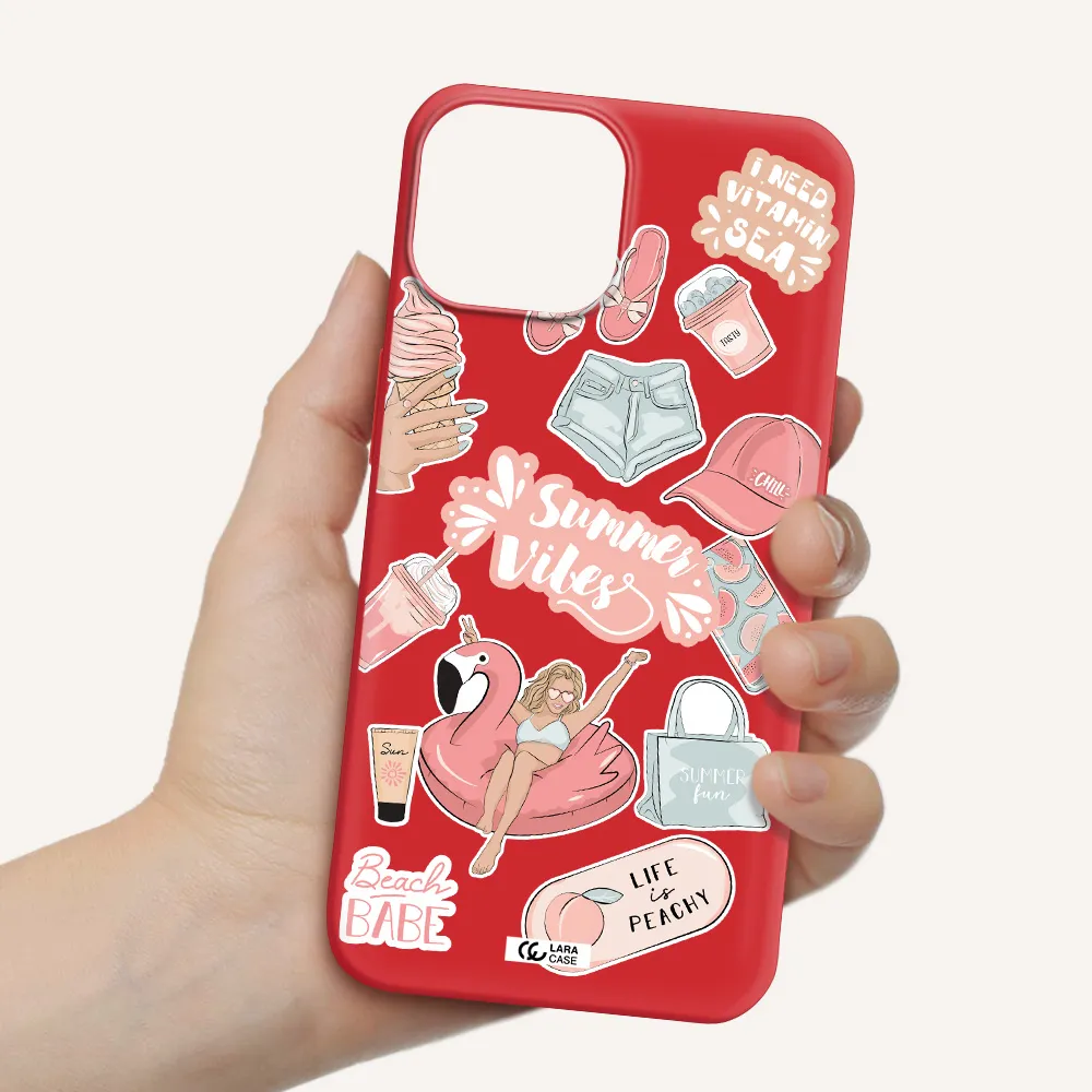 Summer Vibes Sticker Apple iPhone 13 mini Silicone Imperial Red Case