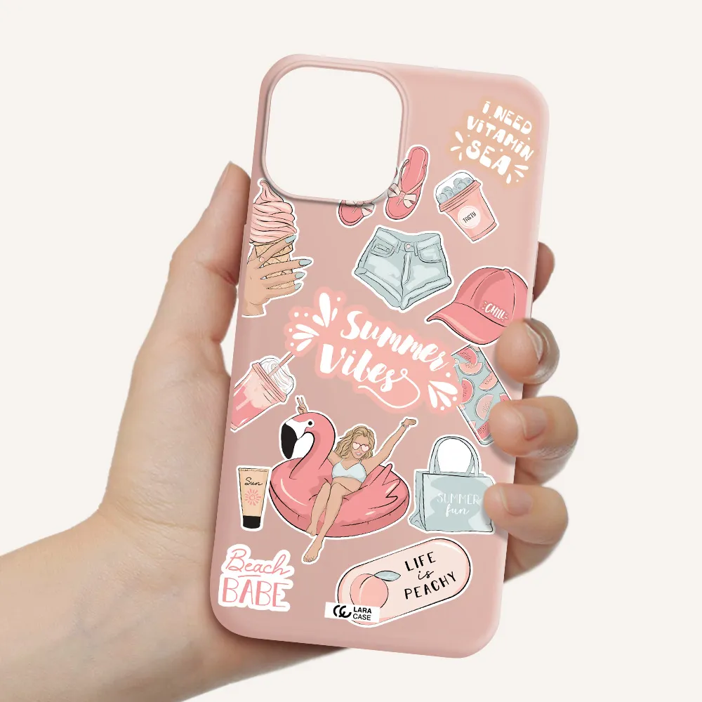 Summer Vibes Sticker Apple iPhone 13 mini Silicone pastel pink Case