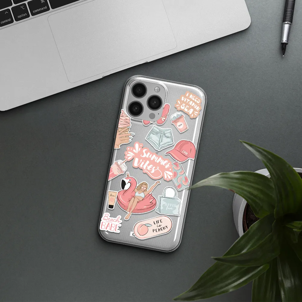 Summer Vibes Sticker Apple iPhone 13 Pro Clear TPU Case