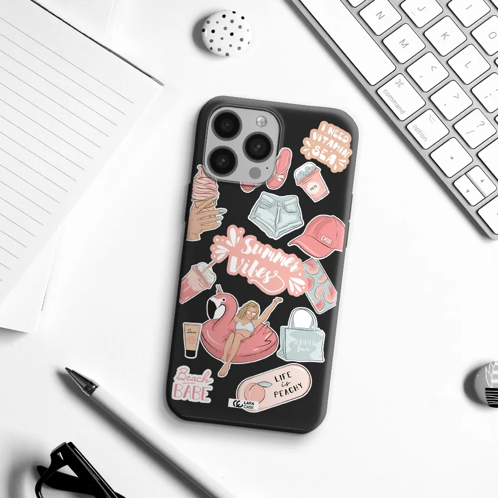 Summer Vibes Sticker Apple iPhone 13 Pro Max Silicone black Case