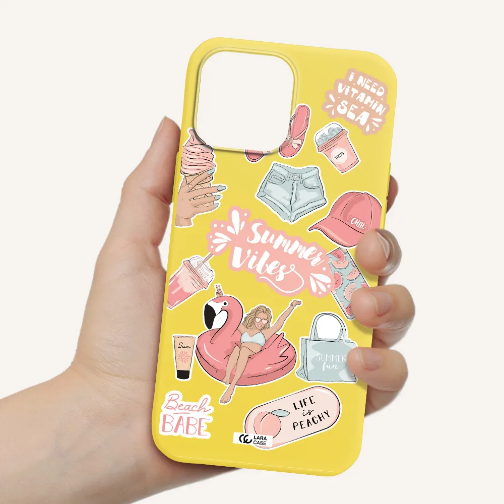 Summer Vibes Sticker Apple iPhone 13 Pro Max Silicone canary yellow Case