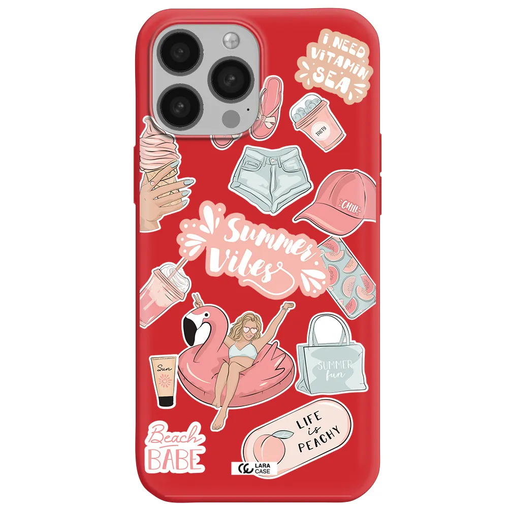 Summer Vibes Sticker Apple iPhone 13 Pro Max Silicone Imperial Red Case