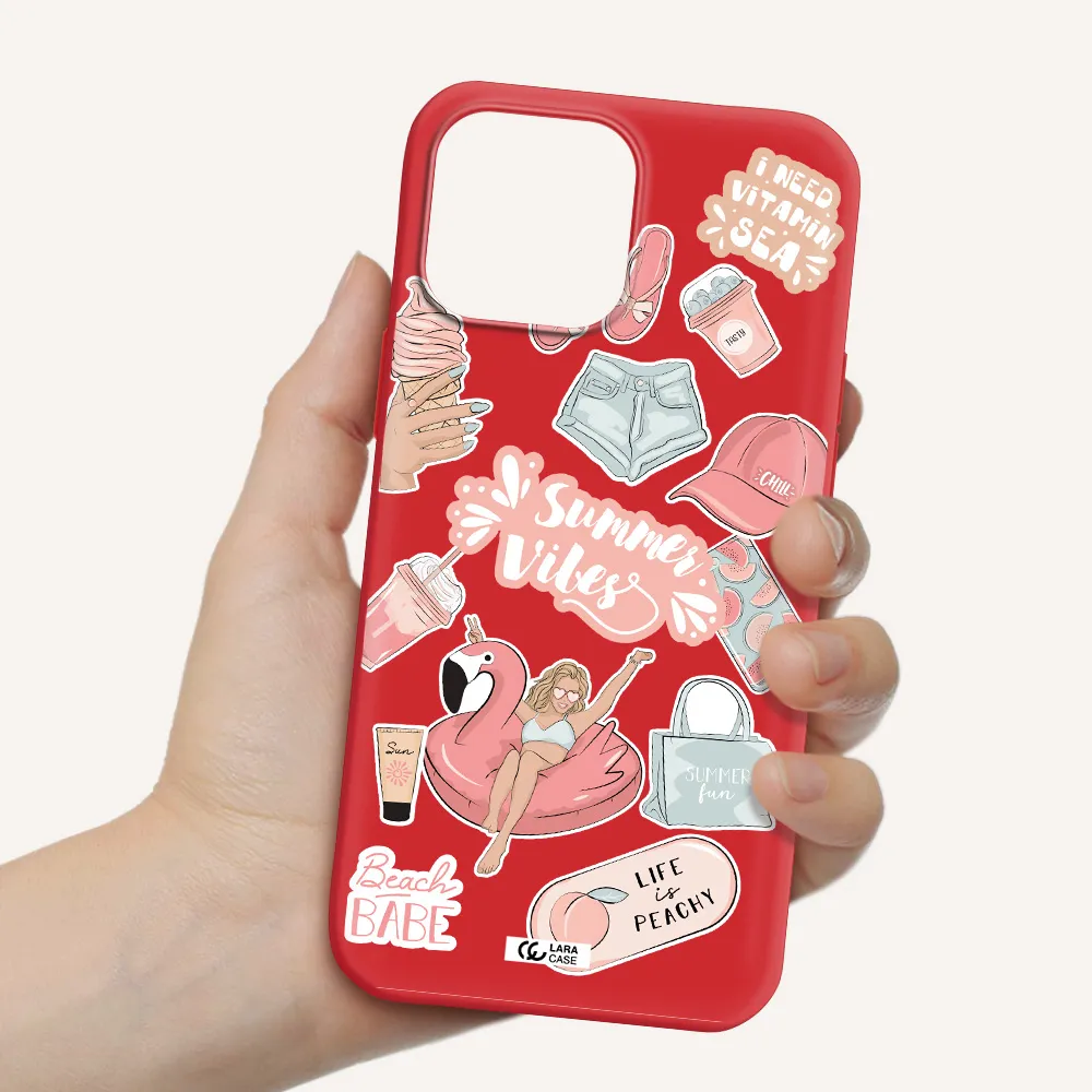 Summer Vibes Sticker Apple iPhone 13 Pro Max Silicone Imperial Red Case