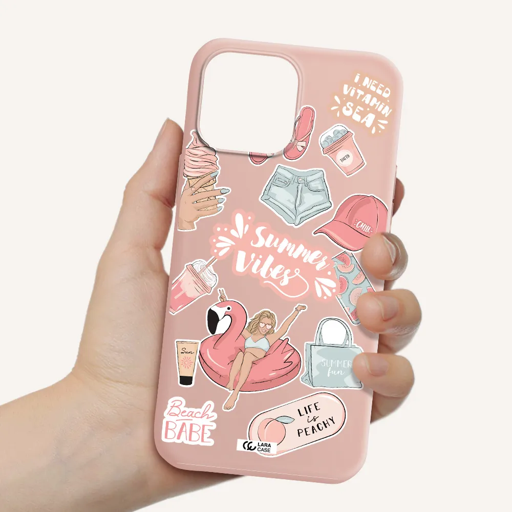 Summer Vibes Sticker Apple iPhone 13 Pro Max Silicone pastel pink Case