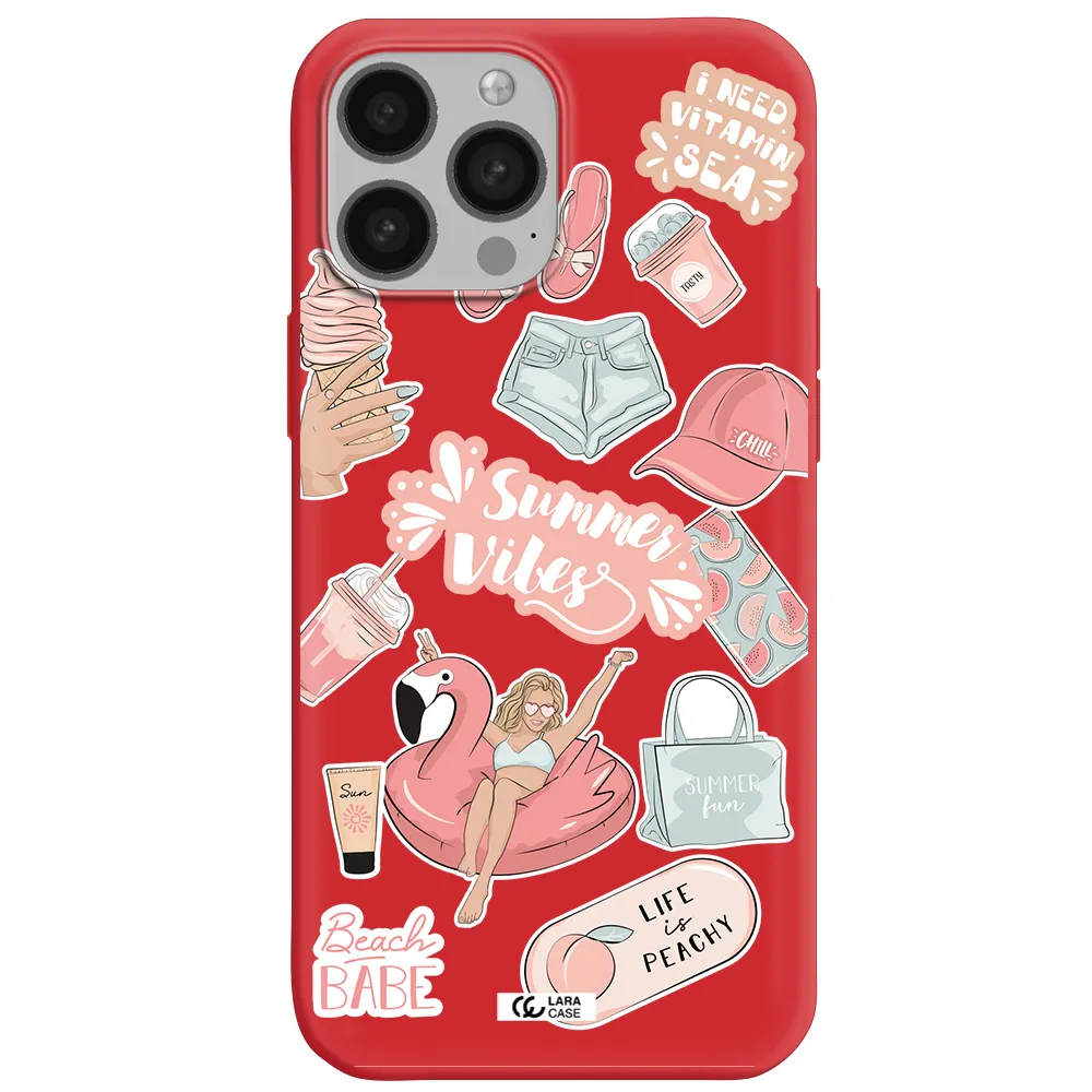 Summer Vibes Sticker Apple iPhone 13 Pro Silicone Imperial Red Case