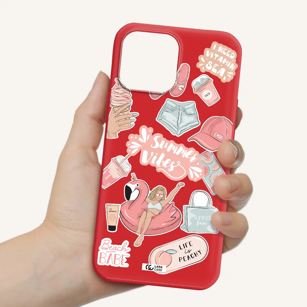 Summer Vibes Sticker Apple iPhone 13 Pro Silicone Imperial Red Case
