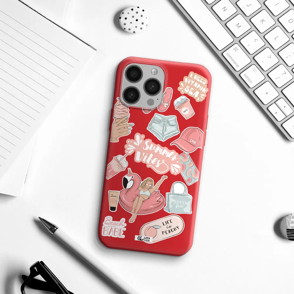 Summer Vibes Sticker Apple iPhone 13 Pro Silicone Imperial Red Case