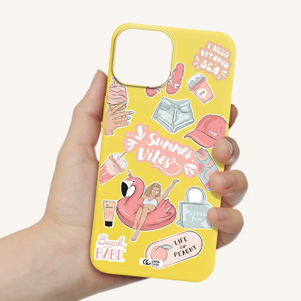 Summer Vibes Sticker Apple iPhone 13 Silicone canary yellow Case