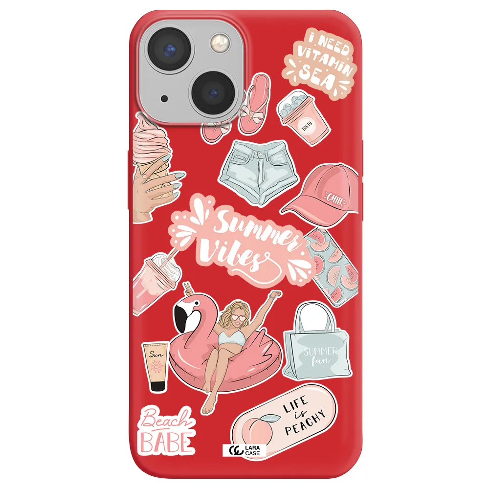 Summer Vibes Sticker Apple iPhone 13 Silicone Imperial Red Case