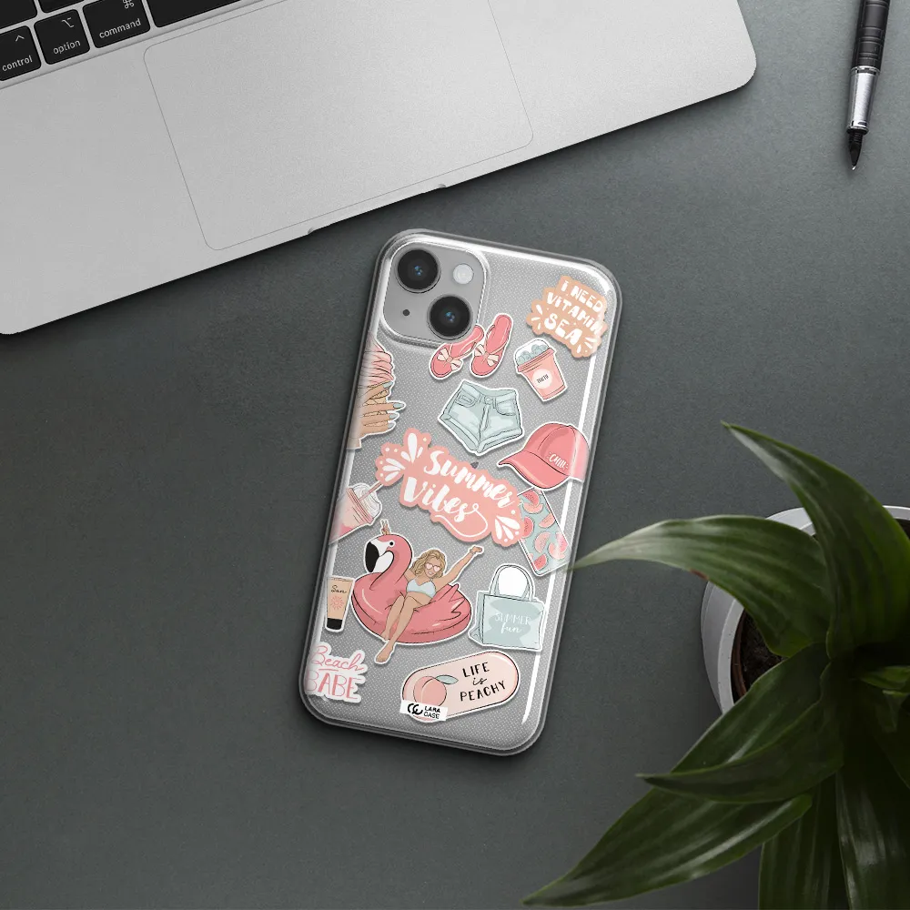 Summer Vibes Sticker Apple iPhone 14 Clear TPU Case