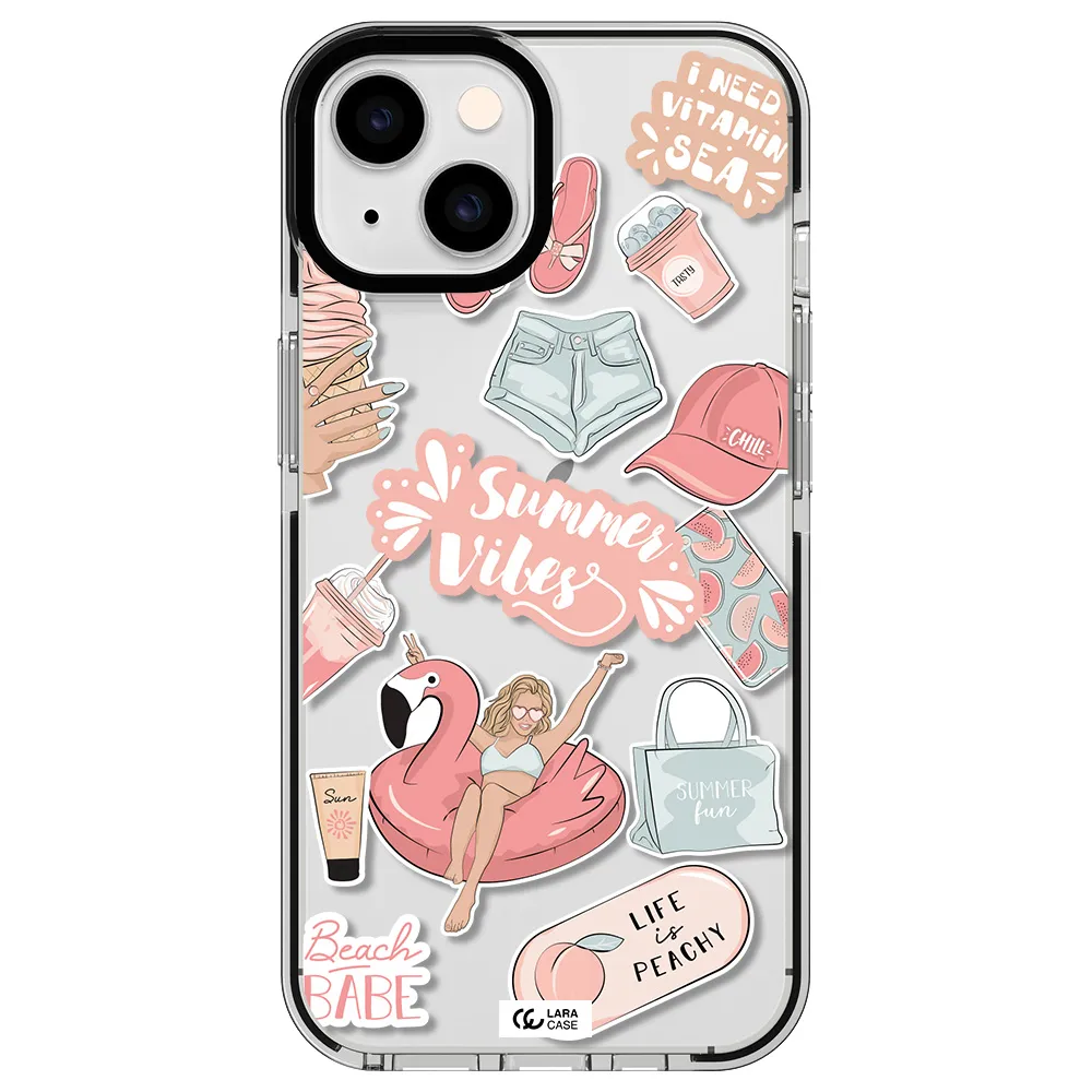 Summer Vibes Sticker Apple iPhone 14 impact black border Case