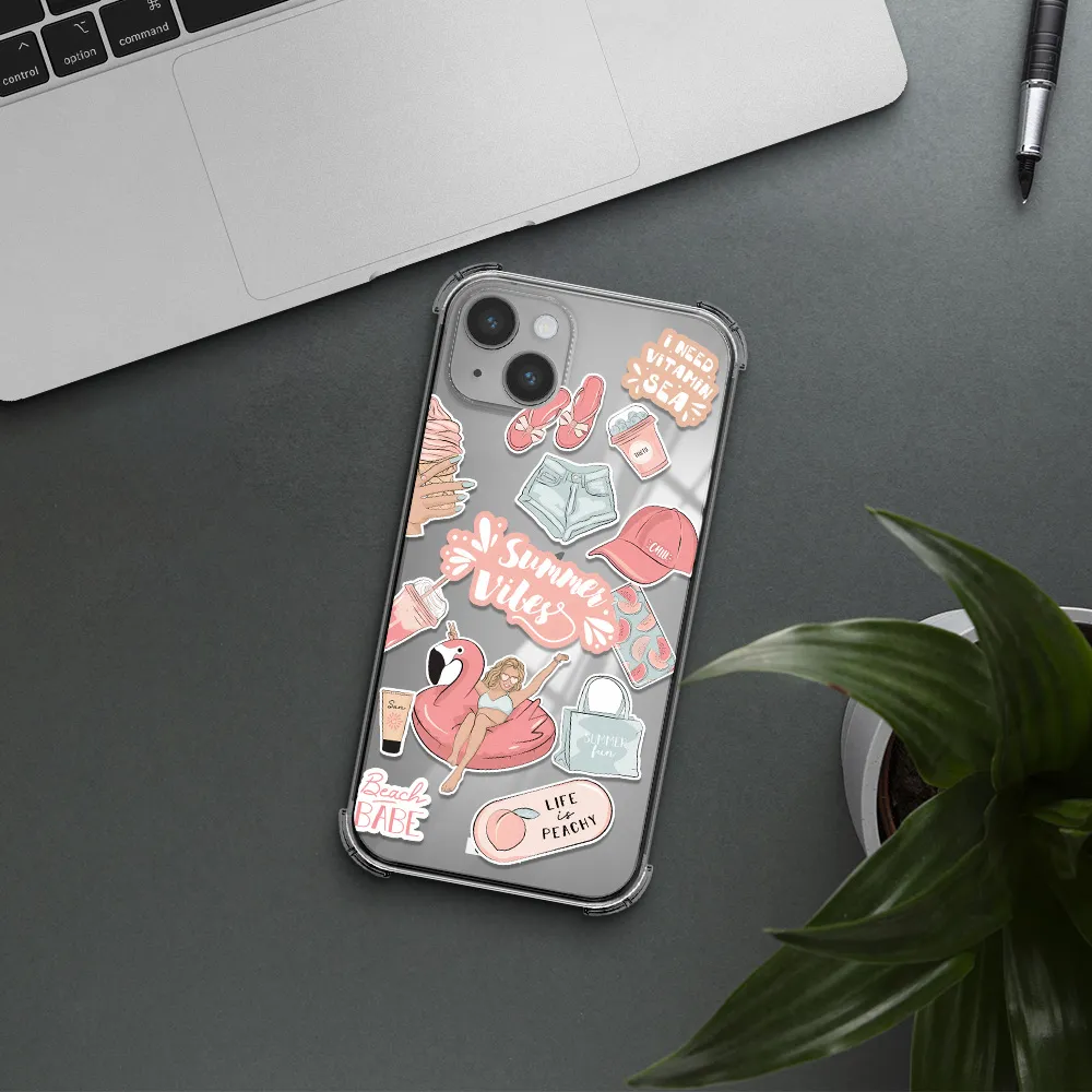 Summer Vibes Sticker Apple iPhone 14 plus Clear PC Case