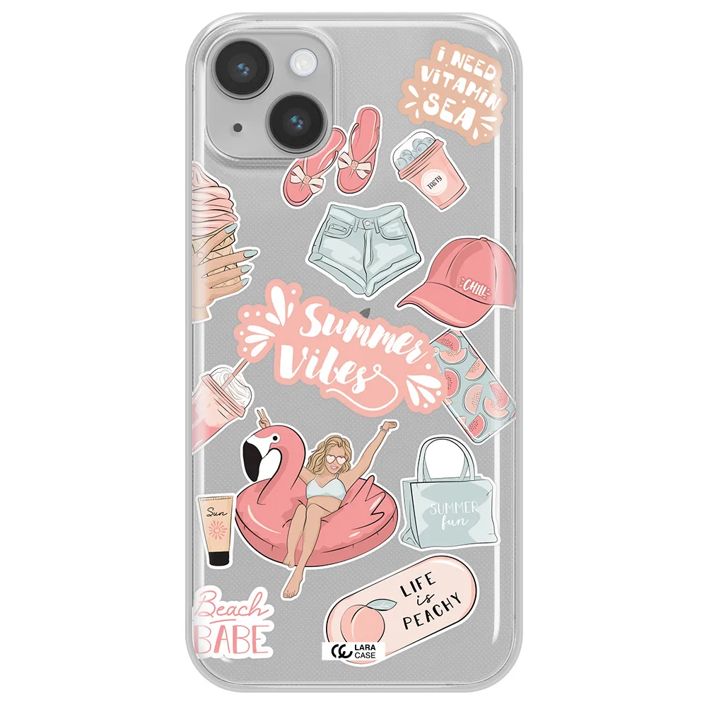 Summer Vibes Sticker Apple iPhone 14 plus Clear TPU Case