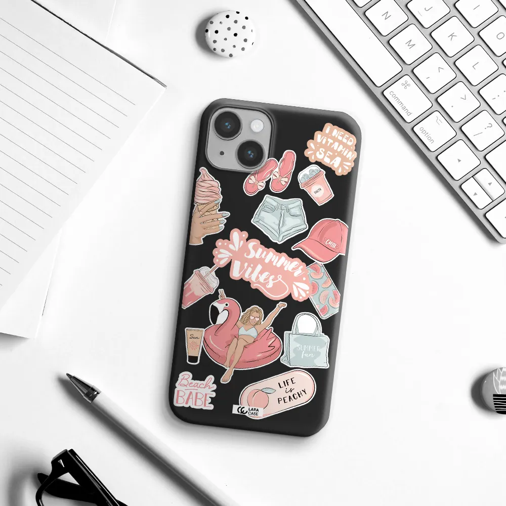 Summer Vibes Sticker Apple iPhone 14 plus Silicone black Case