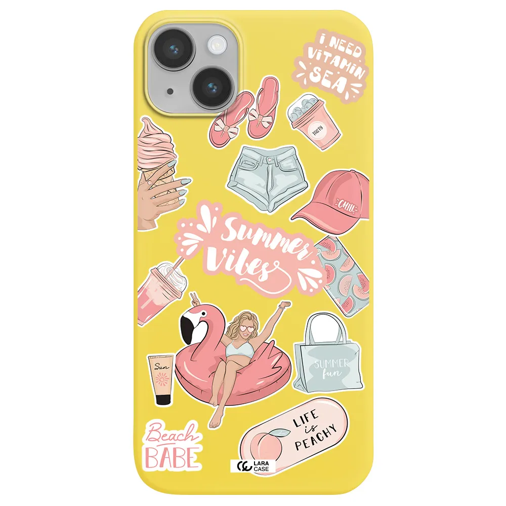 Summer Vibes Sticker Apple iPhone 14 plus Silicone canary yellow Case