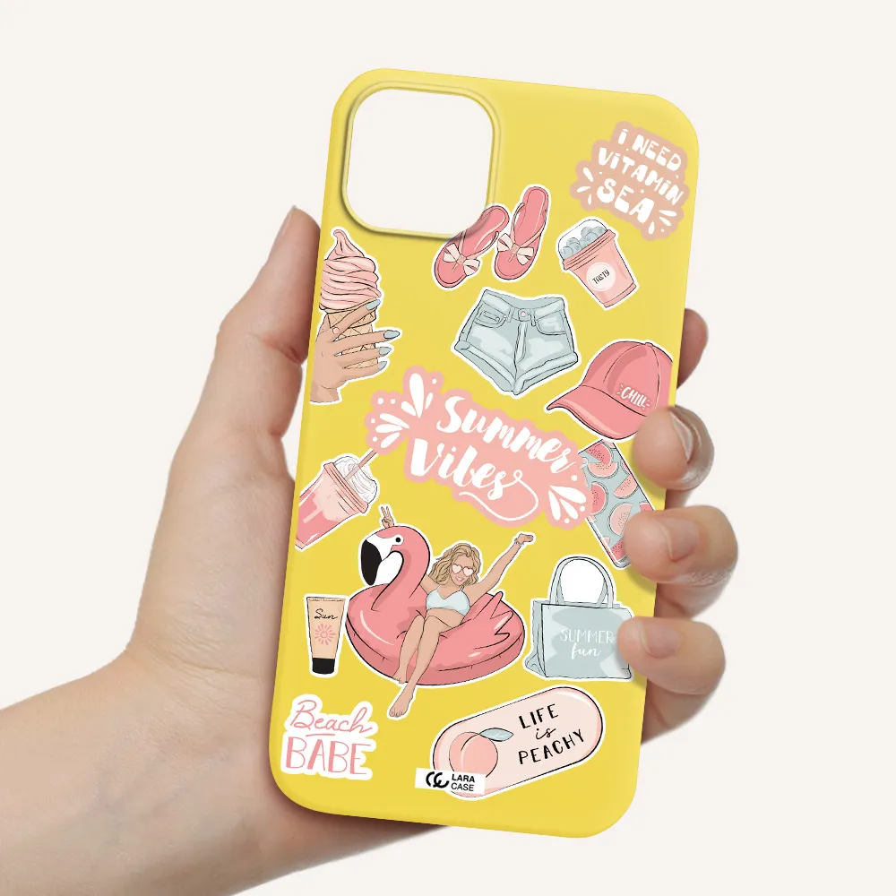 Summer Vibes Sticker Apple iPhone 14 plus Silicone canary yellow Case