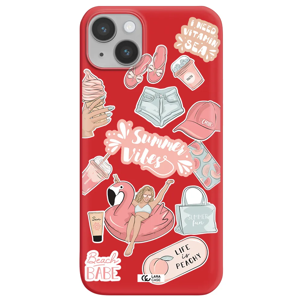 Summer Vibes Sticker Apple iPhone 14 plus Silicone Imperial Red Case