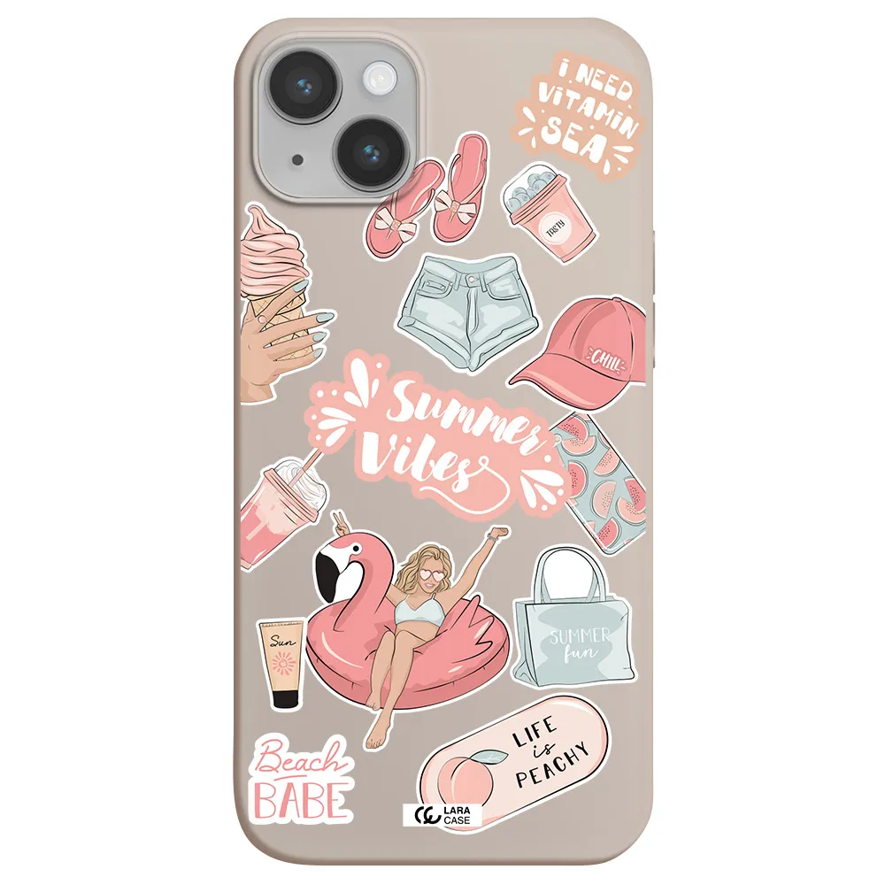 Summer Vibes Sticker Apple iPhone 14 plus Silicone Stone Case