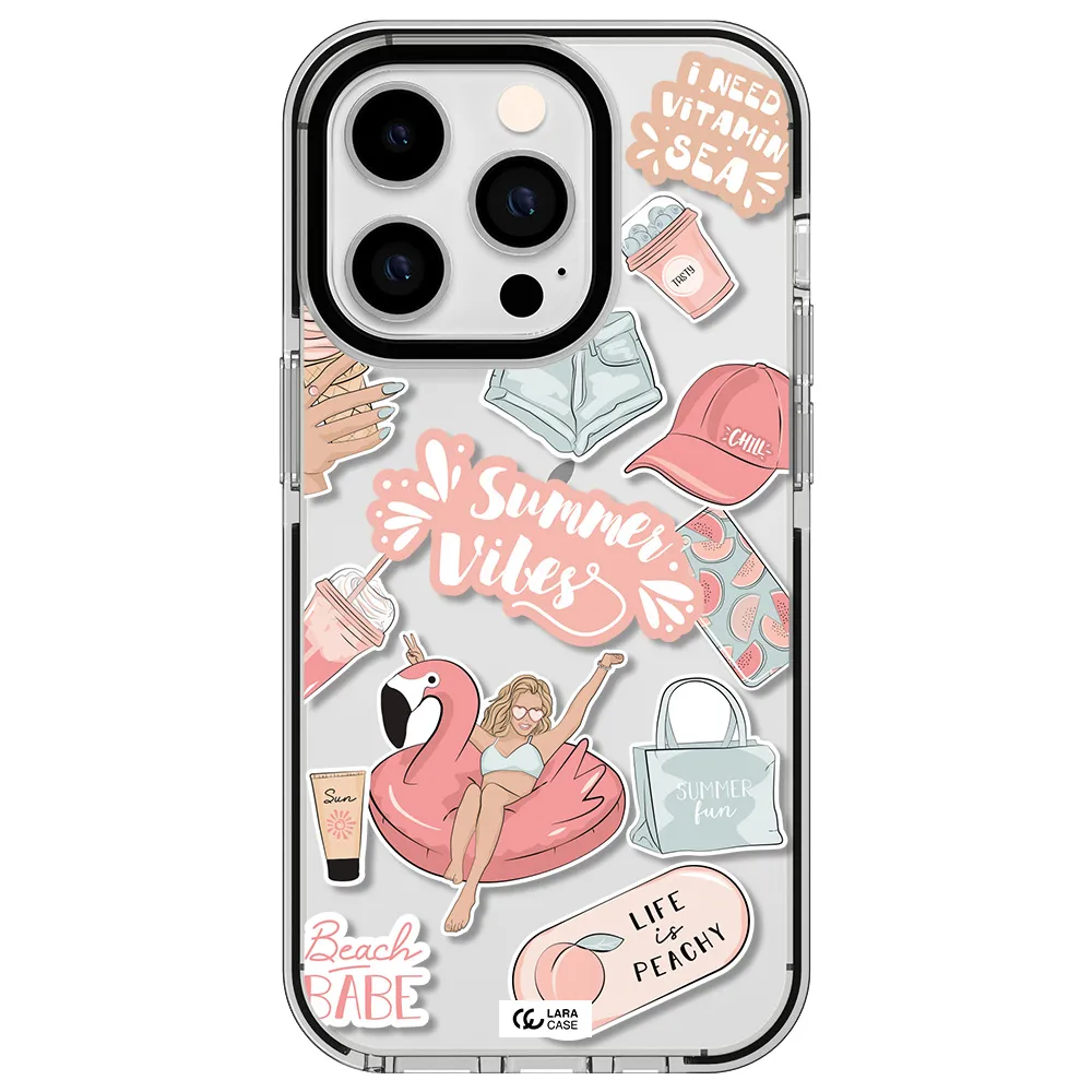 Summer Vibes Sticker Apple iPhone 14 pro impact black border Case
