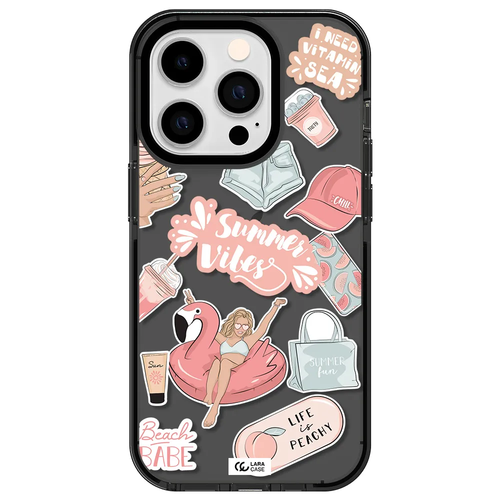 Summer Vibes Sticker Apple iPhone 14 pro impact Smoke Black Case
