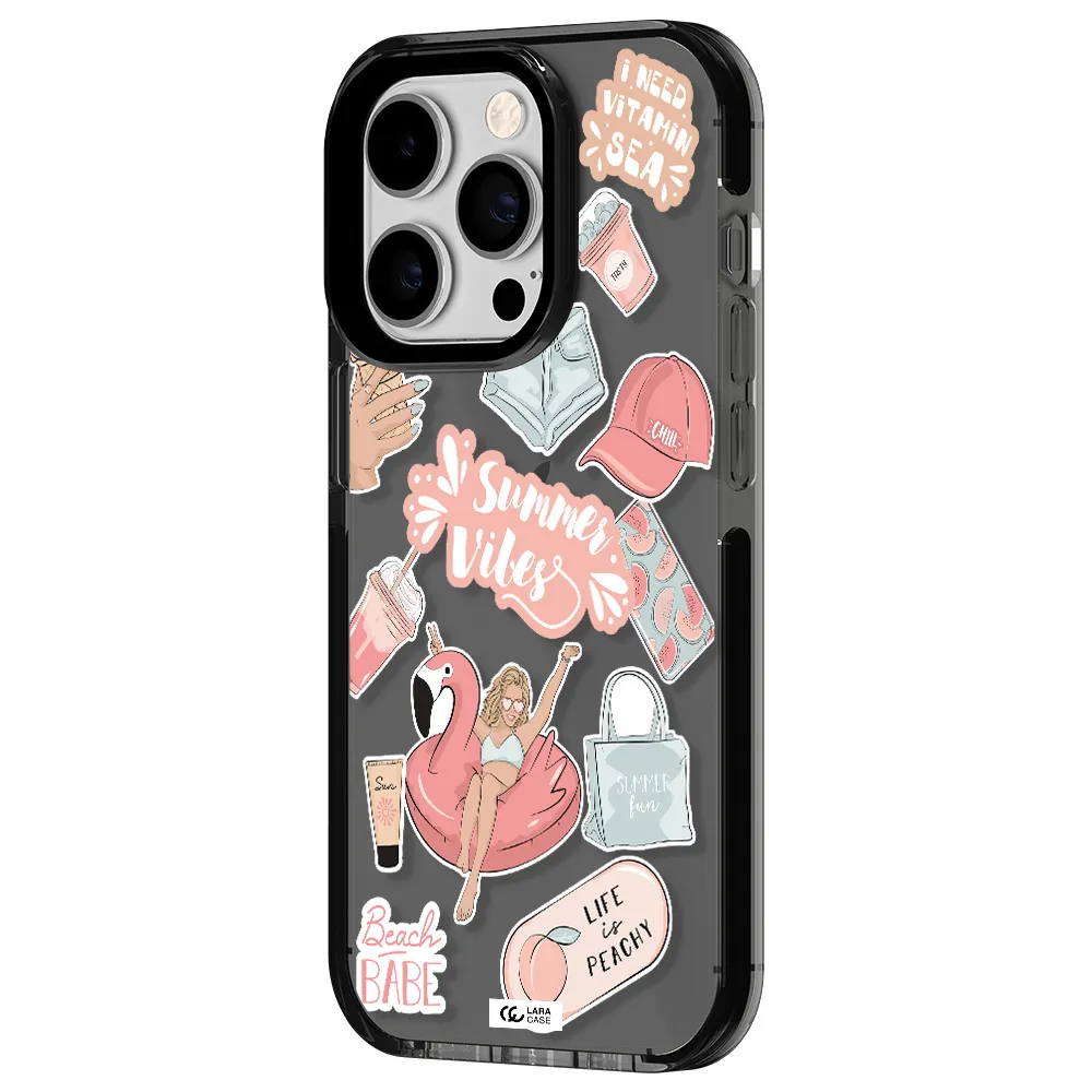 Summer Vibes Sticker Apple iPhone 14 pro impact Smoke Black Case