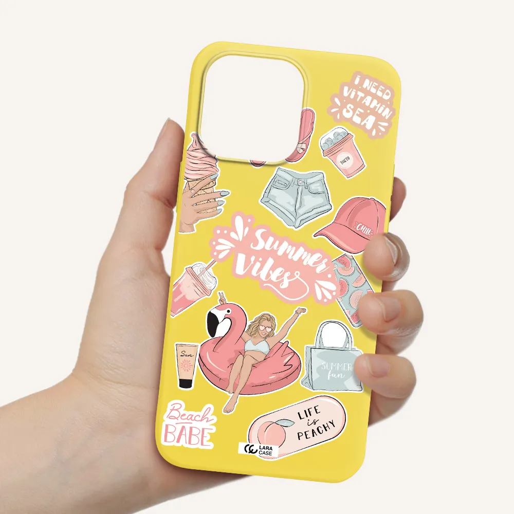Summer Vibes Sticker Apple iPhone 14 pro Silicone canary yellow Case