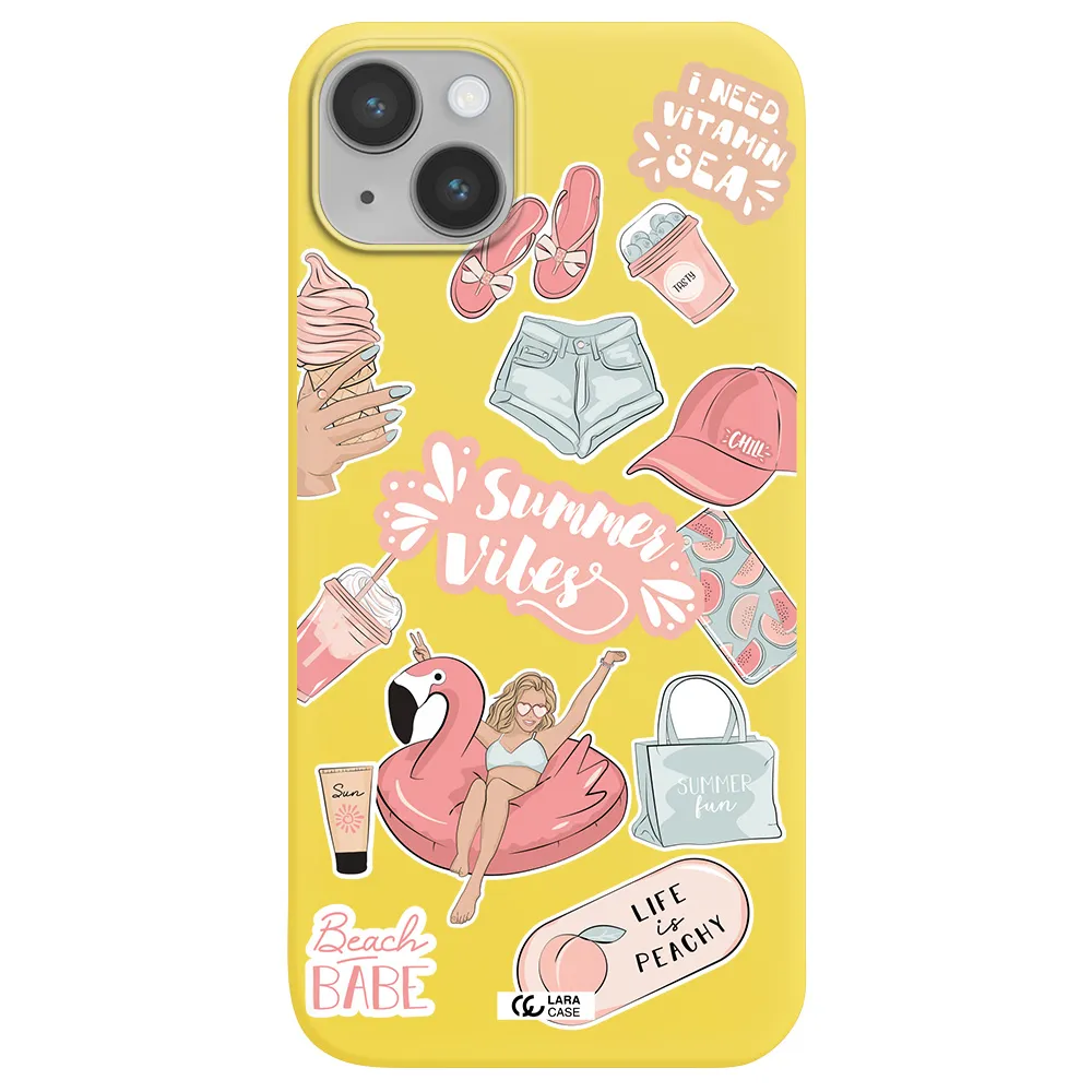 Summer Vibes Sticker Apple iPhone 14 Silicone canary yellow Case