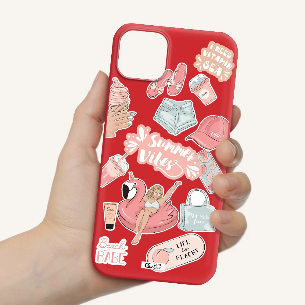 Summer Vibes Sticker Apple iPhone 14 Silicone Imperial Red Case