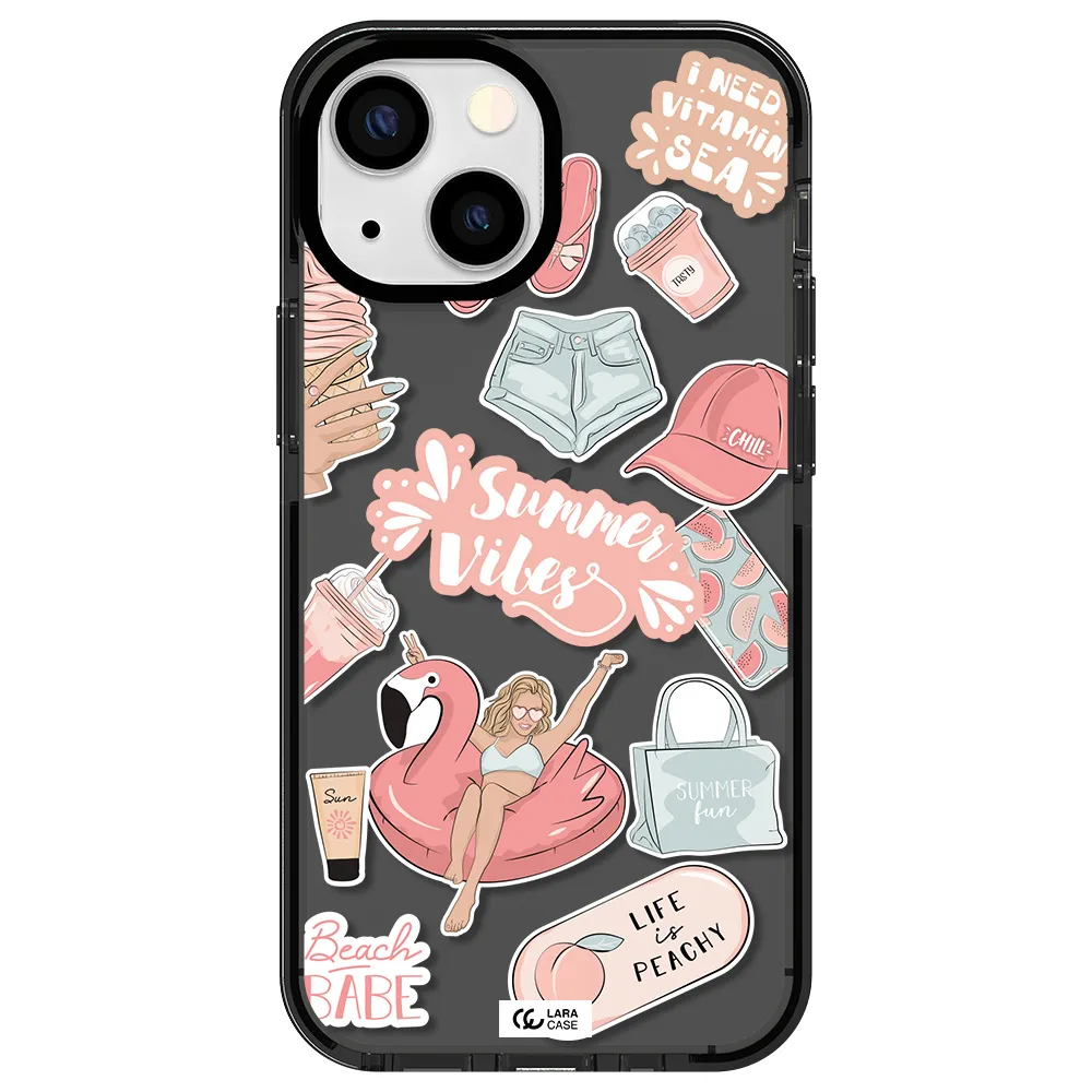 Summer Vibes Sticker Apple iPhone 15 impact Smoke Black Case