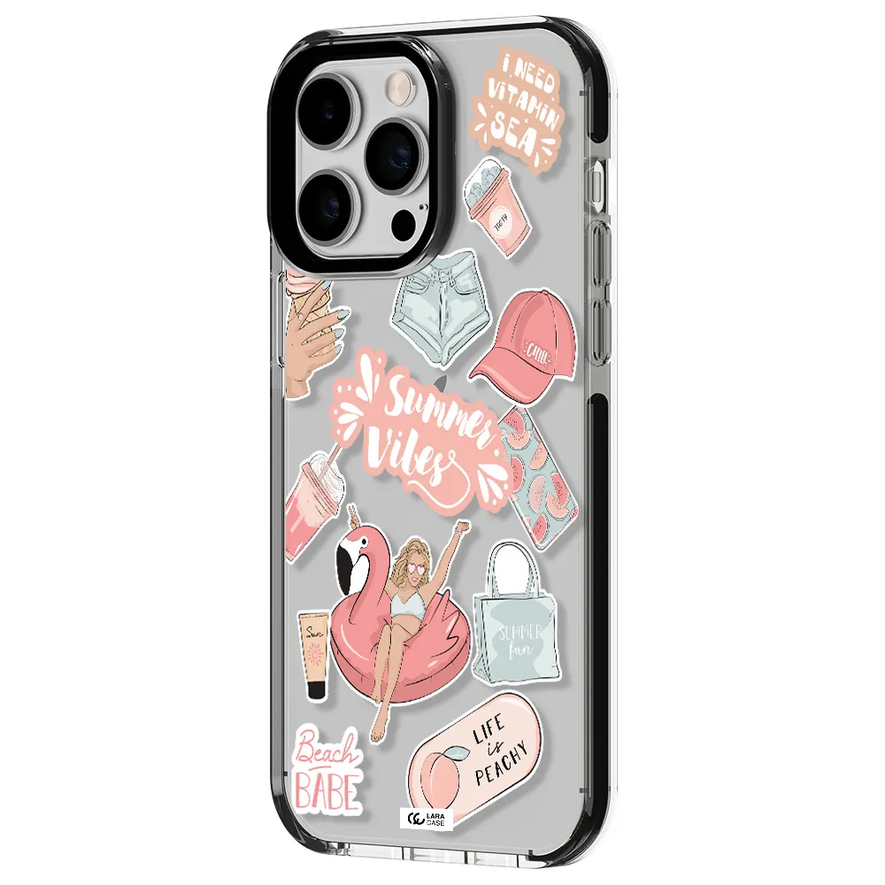 Summer Vibes Sticker Apple iPhone 15 Pro impact black border Case