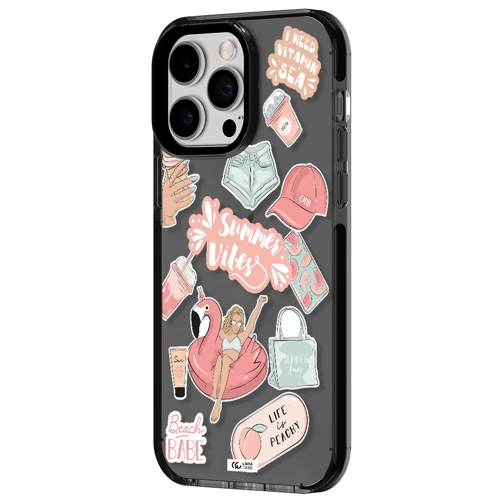 Summer Vibes Sticker Apple iPhone 15 Pro Max impact Smoke Black Case