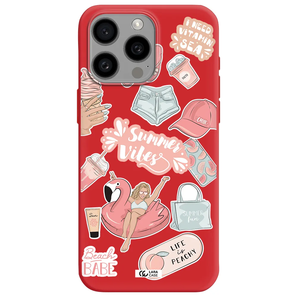 Summer Vibes Sticker Apple Iphone 15 Pro Max Silicone Imperial Red Case