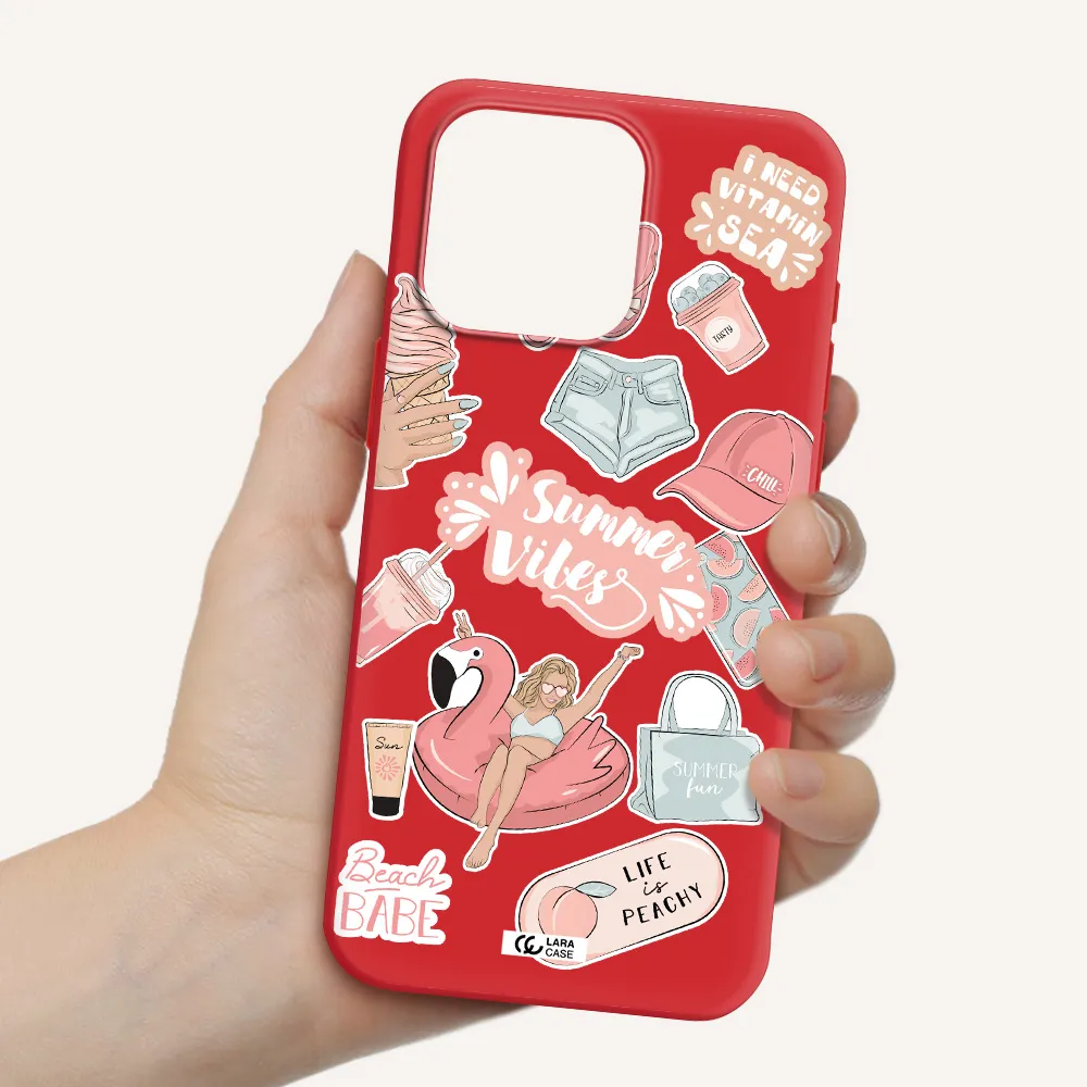 Summer Vibes Sticker Apple Iphone 15 Pro Max Silicone Imperial Red Case